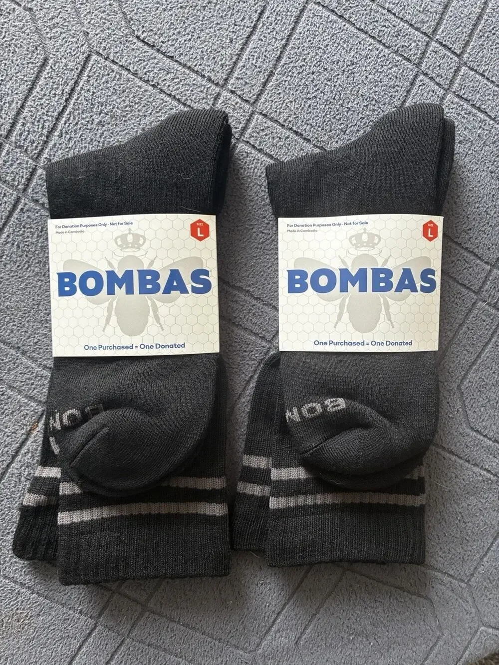Bombas Men’s Large Black Crew Socks 2 Pairs Cushioned Arch Support